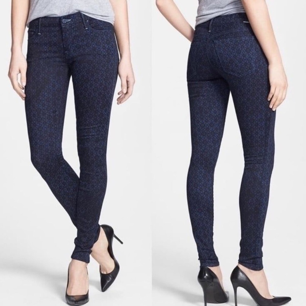 GUC Mother The Looker Foulard Me Once Printed Skinny Jeans